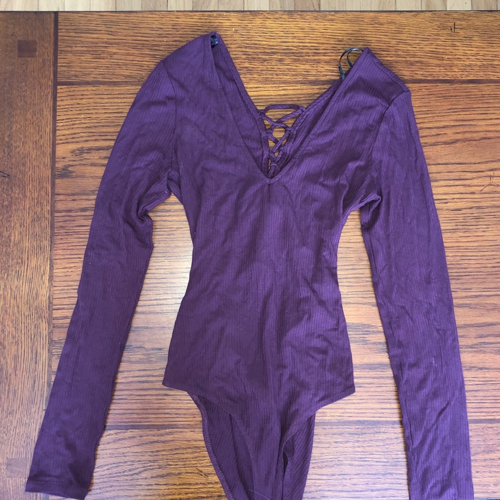 Purple ribbed bodysuit